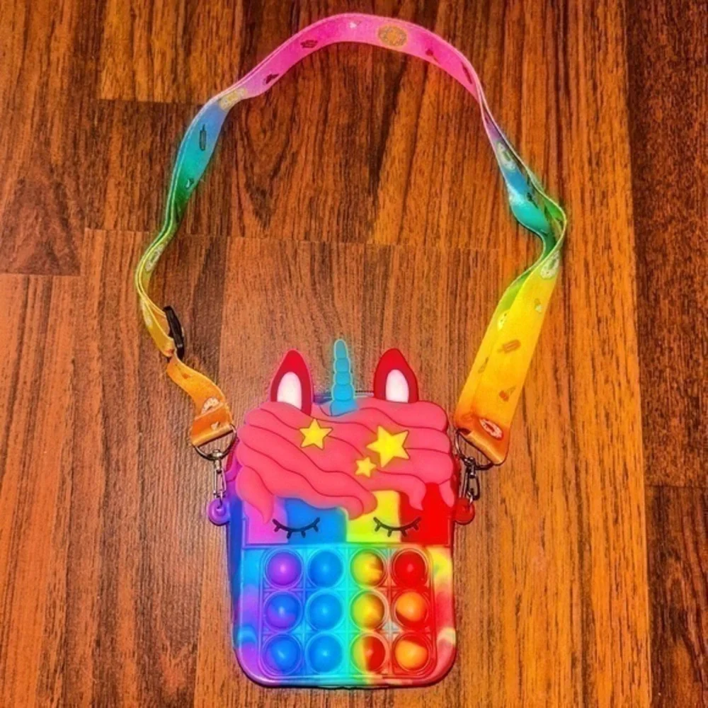 Unicorn Pop It Youth Multicolored Crossbody Small Bag
